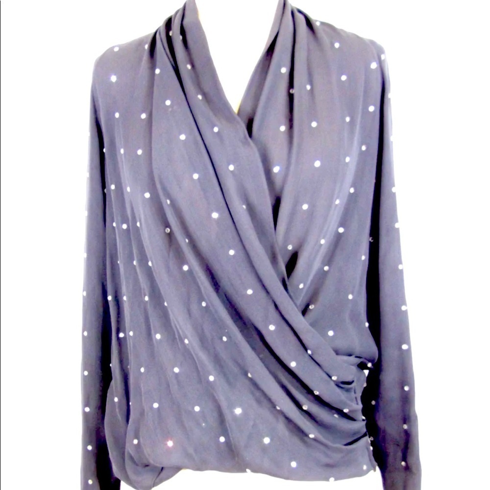 Foley + corrina silk wrap blouse w/ rhinestone ✨